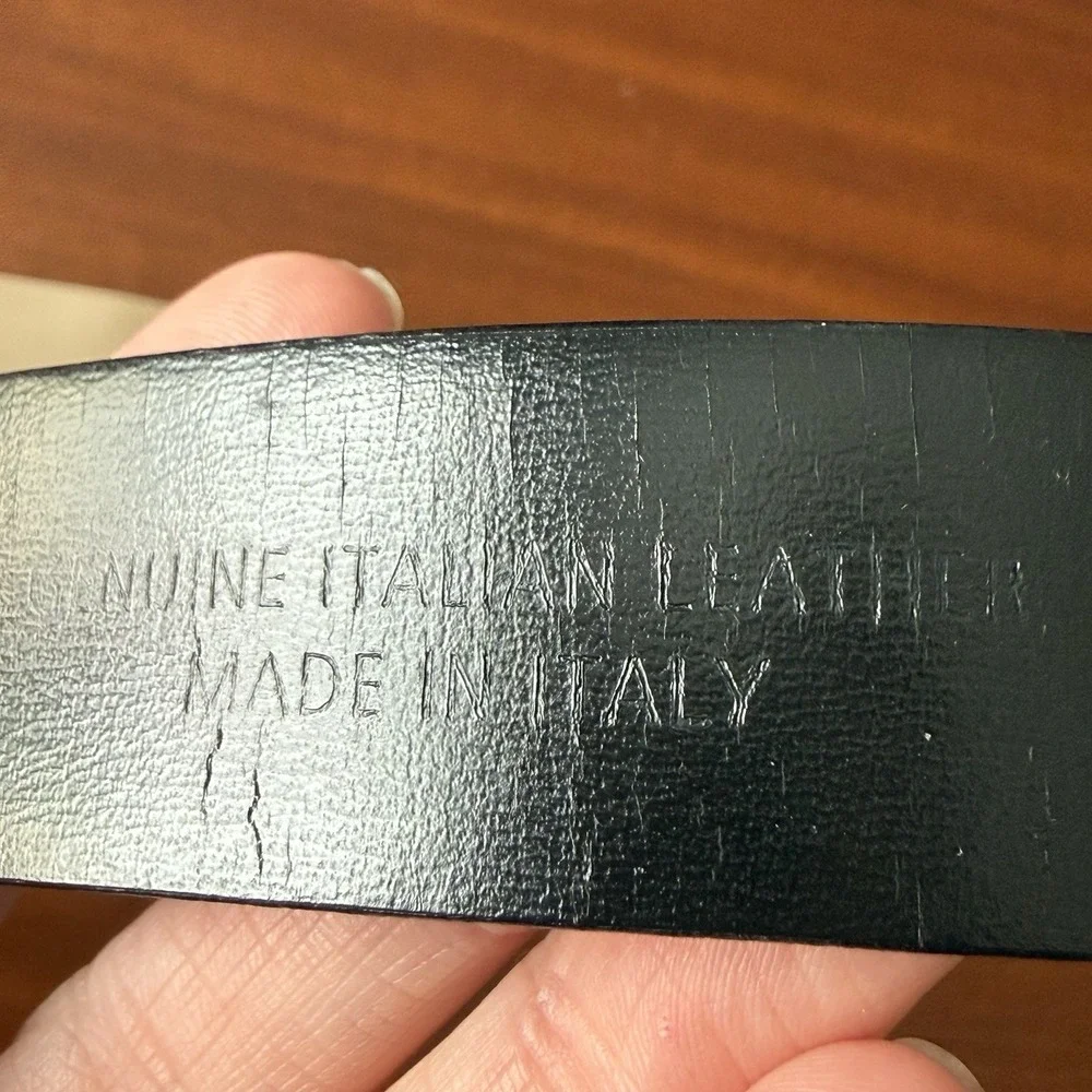 Italian Leather Belts Lot of 2‎ Size 42 Lizard Embossed Black Tan Dress